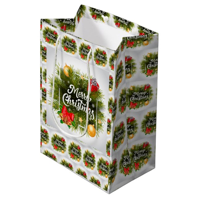 Merry Christmas Medium Gift Bag (Front Angled)