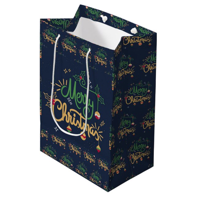 Merry Christmas Medium Gift Bag (Front Angled)