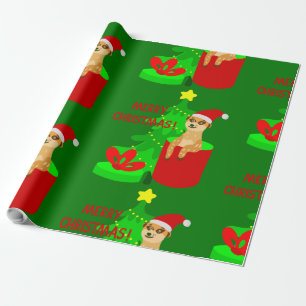 merry christmas meerkat santa funny wrapping paper