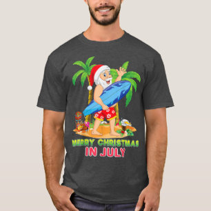 Merry Christmas Mele Kalikimaka Santa Surfing Surf T-Shirt