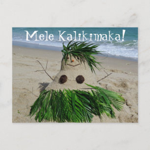 Merry Christmas/ Mele Kalikimaka Snowman Sandman Holiday Postcard