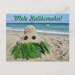 Merry Christmas/ Mele Kalikimaka Snowman Sandman Holiday Postcard