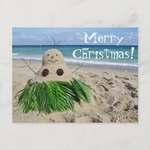 Merry Christmas/ Mele Kalikimaka Snowman Sandman Holiday Postcard