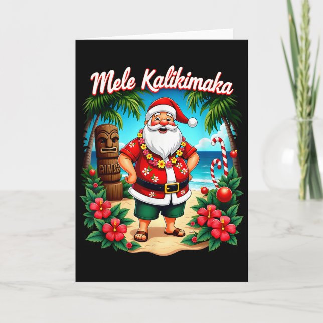 Merry Christmas Mele Kalikimaka Trocal Hawaiian Sa Card (Front)