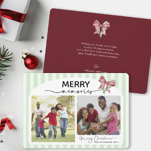 Merry Christmas Memories Bow Photo Holiday Card