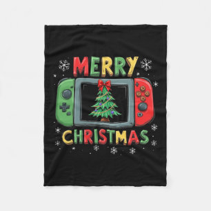 Merry Christmas Men Boys Kids Gaming Gamer Xmas Fu Fleece Blanket