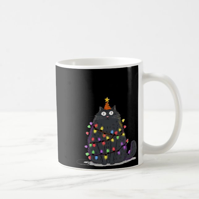 Merry Christmas Meowy Cats Tree Lovers Cute Catmas Coffee Mug (Right)