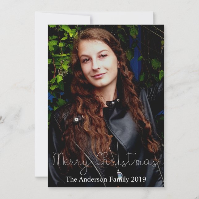 Merry Christmas Merry and Bright Add Your Photo Holiday Card (Front)