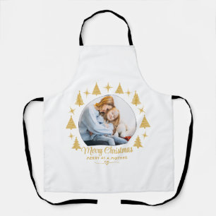 Merry Christmas Merry As A Mother White Gold Photo Apron