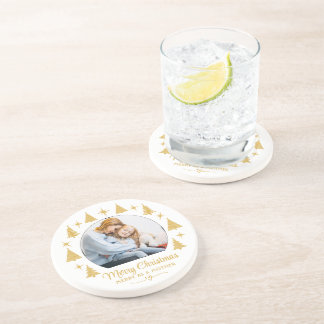 Merry Christmas Merry As A Mother White Gold Photo Coaster