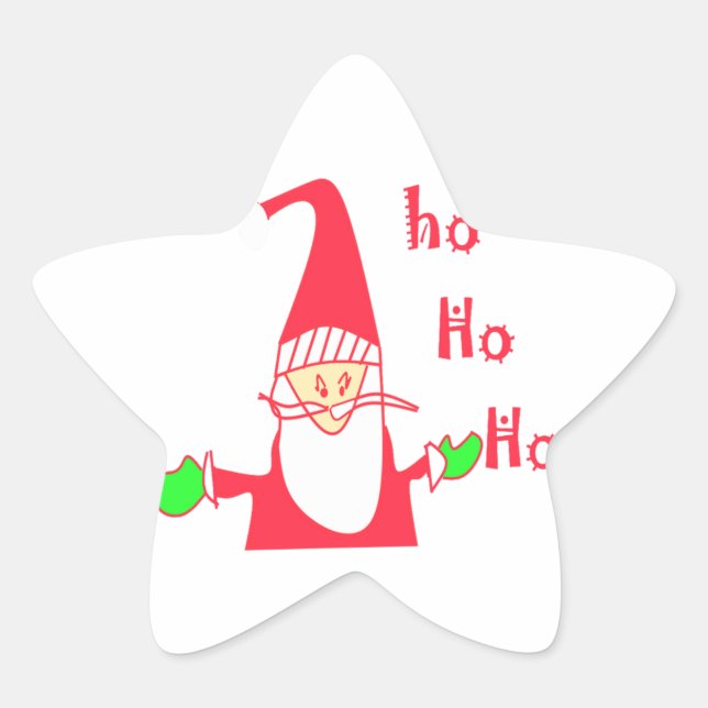 Merry Christmas Merry Christmas Funny Santa Hohoho Star Sticker (Front)