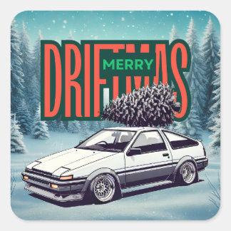 (Merry Christmas) Merry Driftmas - Hachiroku Square Sticker