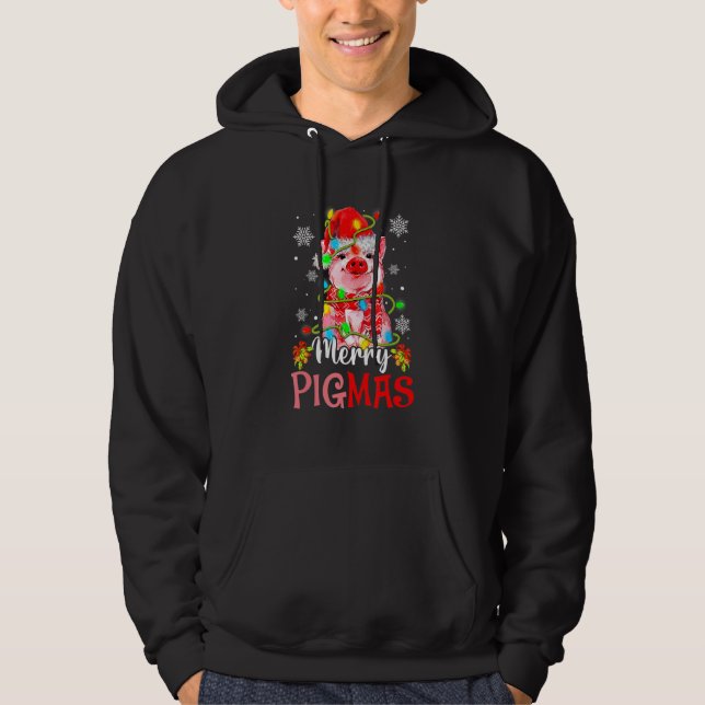 Merry Christmas Merry Pigmas Cute Pig  Xmas  2 Hoodie (Front)