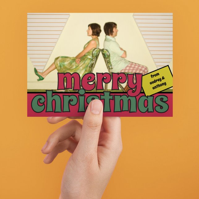 Merry Christmas Mesage Retro Style Photo Holiday Card (Creator Uploaded)