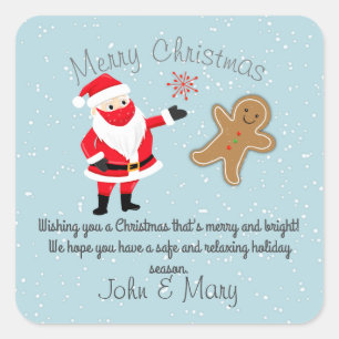 merry christmas message add names santa ginger square sticker