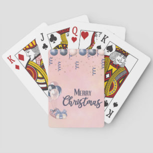 Merry Christmas Message Baubles, Gifts & Balloons Playing Cards