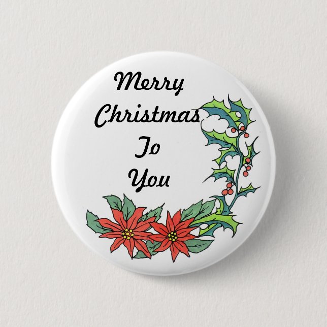 Merry Christmas Message Button pin Badge (Front)