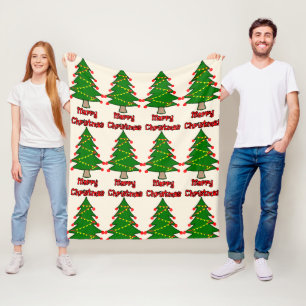 Merry Christmas message with Christmas tree Fleece Blanket