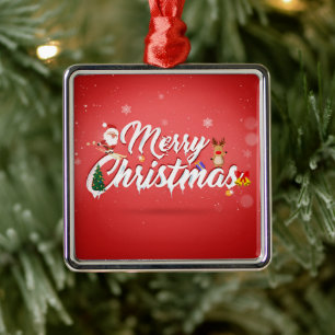 Merry christmas metal ornament