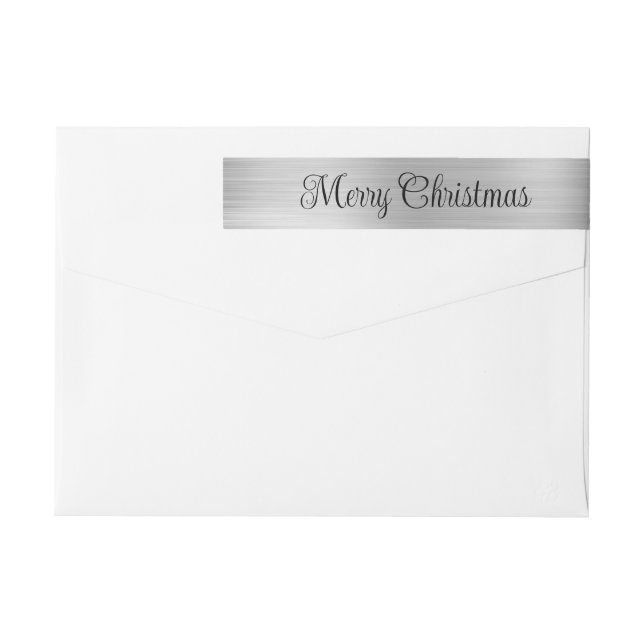Merry Christmas Metallic Silver Black Wrap Around Label (Back)