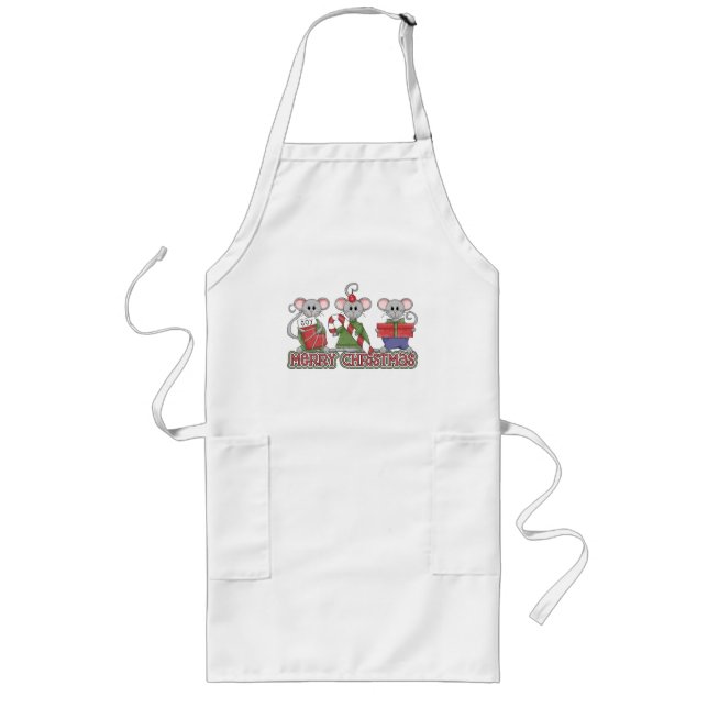 Merry Christmas Mice Long Apron (Front)