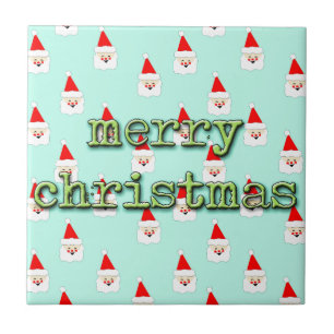 merry christmas mid century modern santa claus ceramic tile