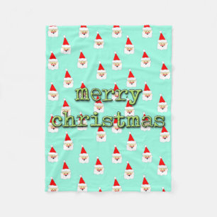 merry christmas mid century modern santa claus fleece blanket