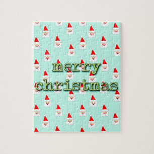 merry christmas mid century modern santa claus jigsaw puzzle