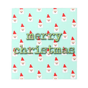 merry christmas mid century modern santa claus notepad