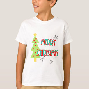 merry christmas mid century modern tree red blue T-Shirt