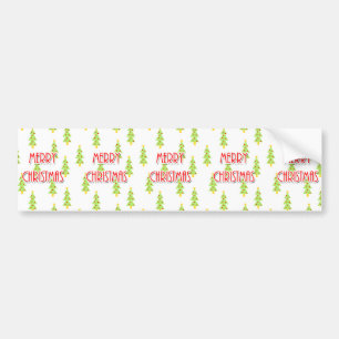 merry christmas mid century modern trees bumper sticker