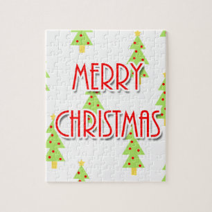 merry christmas mid century modern trees jigsaw puzzle