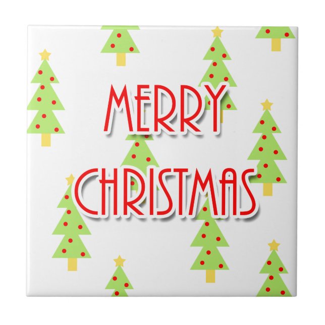 merry christmas mid century modern trees tile (Front)