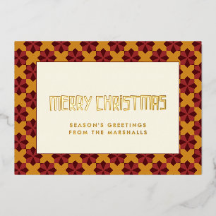 Merry Christmas mid century pattern Foil Holiday Card
