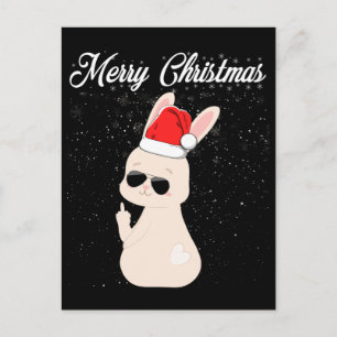 Merry Christmas Middle Finger Rude Xmas Bunny Ugly Postcard