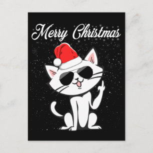 Merry Christmas Middle Finger Rude Xmas Cat Ugly Postcard