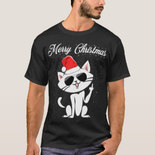 Merry Christmas Middle Finger Rude Xmas Cat Ugly T-Shirt