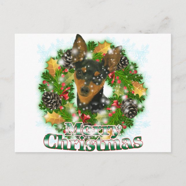 Merry Christmas Min Pin Holiday Postcard (Front)