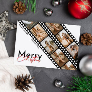 Merry Christmas Minimal Camera Film Collage Photo  Holiday Card
