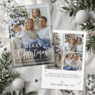 Merry Christmas Minimal Elegant Photo Holiday Card