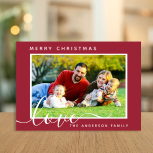 Merry Christmas Minimal Simple Family Photo Holiday Card