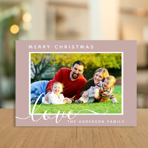 Merry Christmas Minimal Simple Family Photo Holiday Card