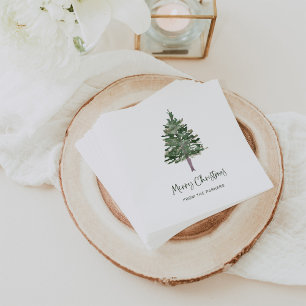 Merry Christmas | Minimal Simple Pine Napkin