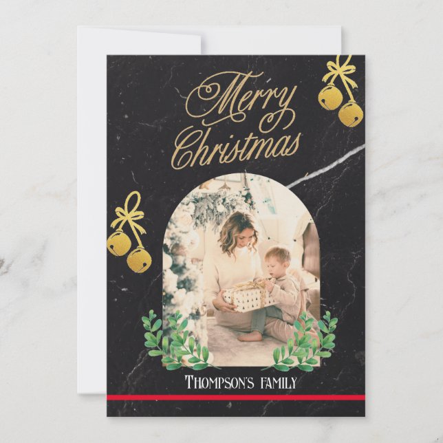 Merry Christmas Minimalist bright arch Photo Holiday Card (Front)