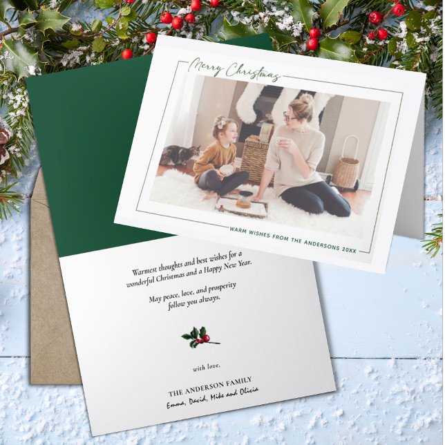 Merry Christmas Minimalist | Elegant Script Photo Holiday Card (Creator Uploaded)