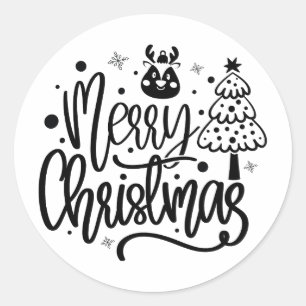 Merry Christmas Minimalist Holiday Classic Round Sticker