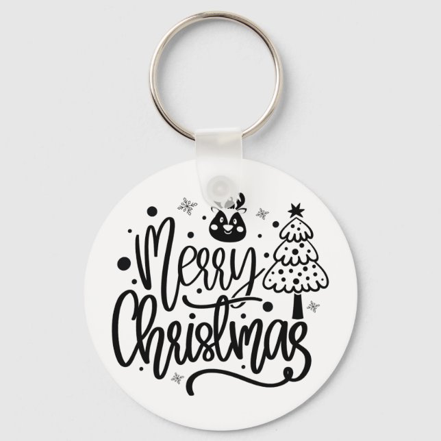 Merry Christmas Minimalist Keychain (Front)