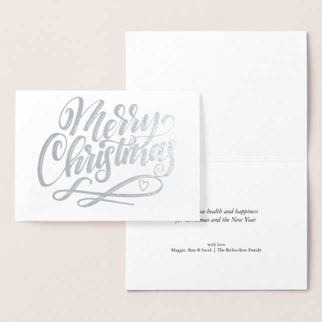 Merry Christmas Minimalist Luxury Silver Foil Card (Display)