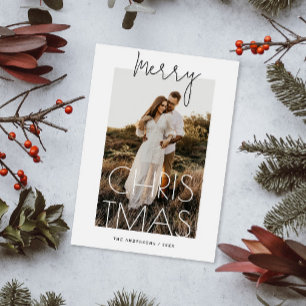 Merry Christmas   Minimalist Modern Simple Photo Holiday Card