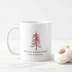 Merry Christmas Minimalist Red Modern Tree Coffee Mug